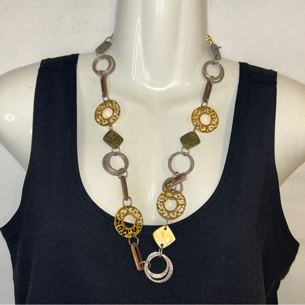 Jewelry Gold and Silver Geometric Necklace vintage